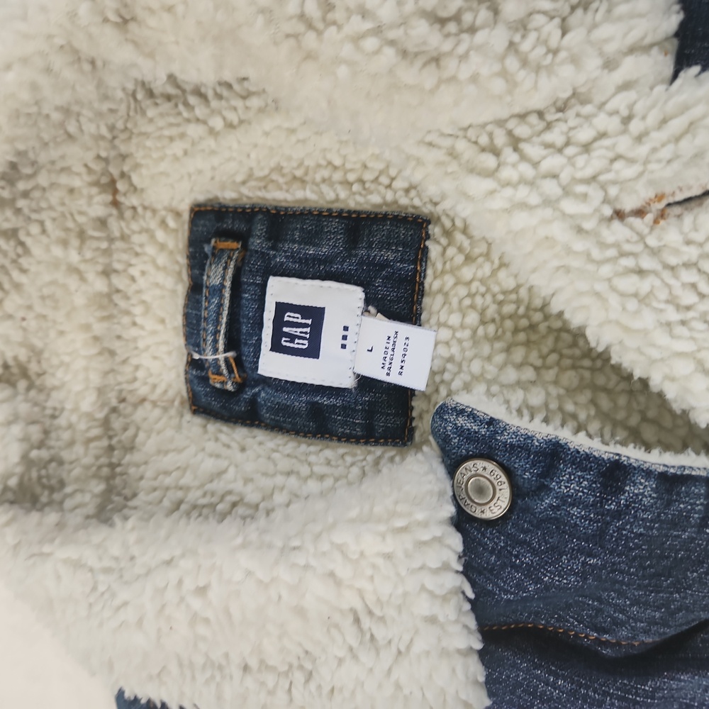 Gap Shearling Denim Jacket Large - Picture 2 of 5